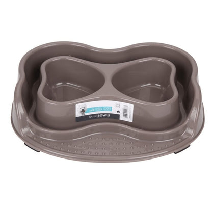 M Pets Plastic Bowl For Dogs And Cats Grey