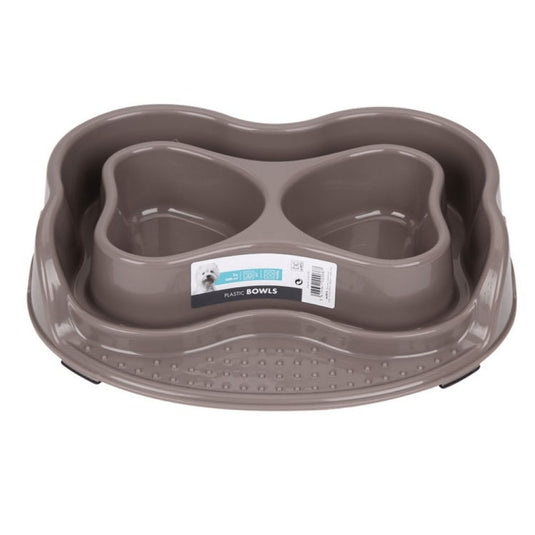 M Pets Plastic Bowl For Dogs And Cats Grey