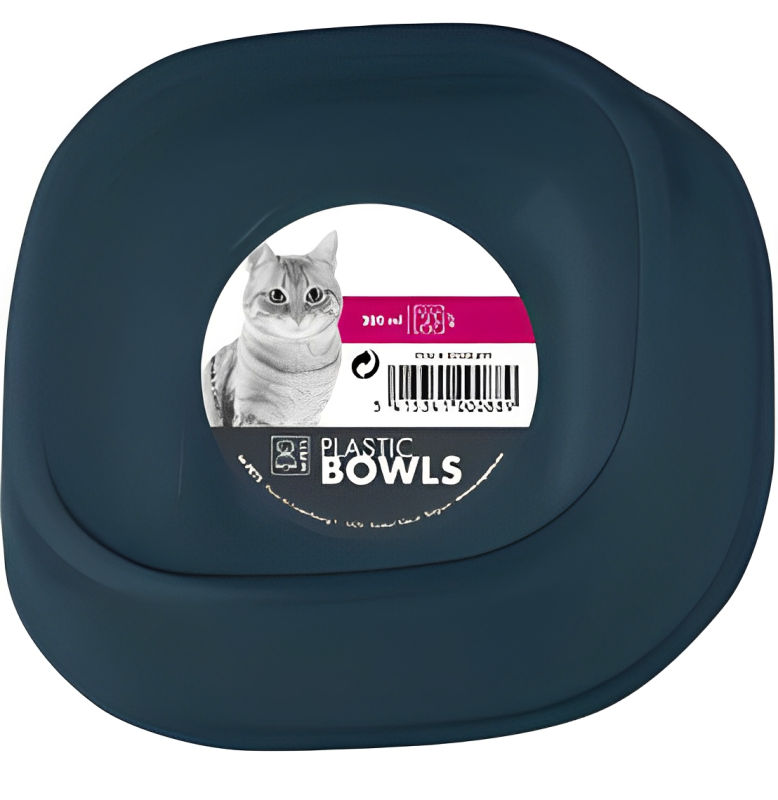 M Pets Plastic Single Bowl For Cats Blue