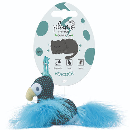 M Pets Plume Peacock Catnip Toy For Cats Blue