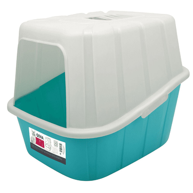 M Pets Qena Litter Box For Cats White Turquoise