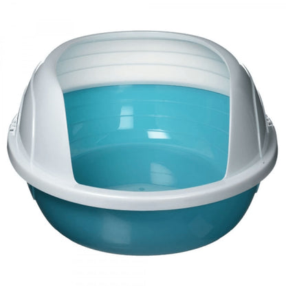 M Pets Sherbin Litter Tray With Rim For Cats Blue White