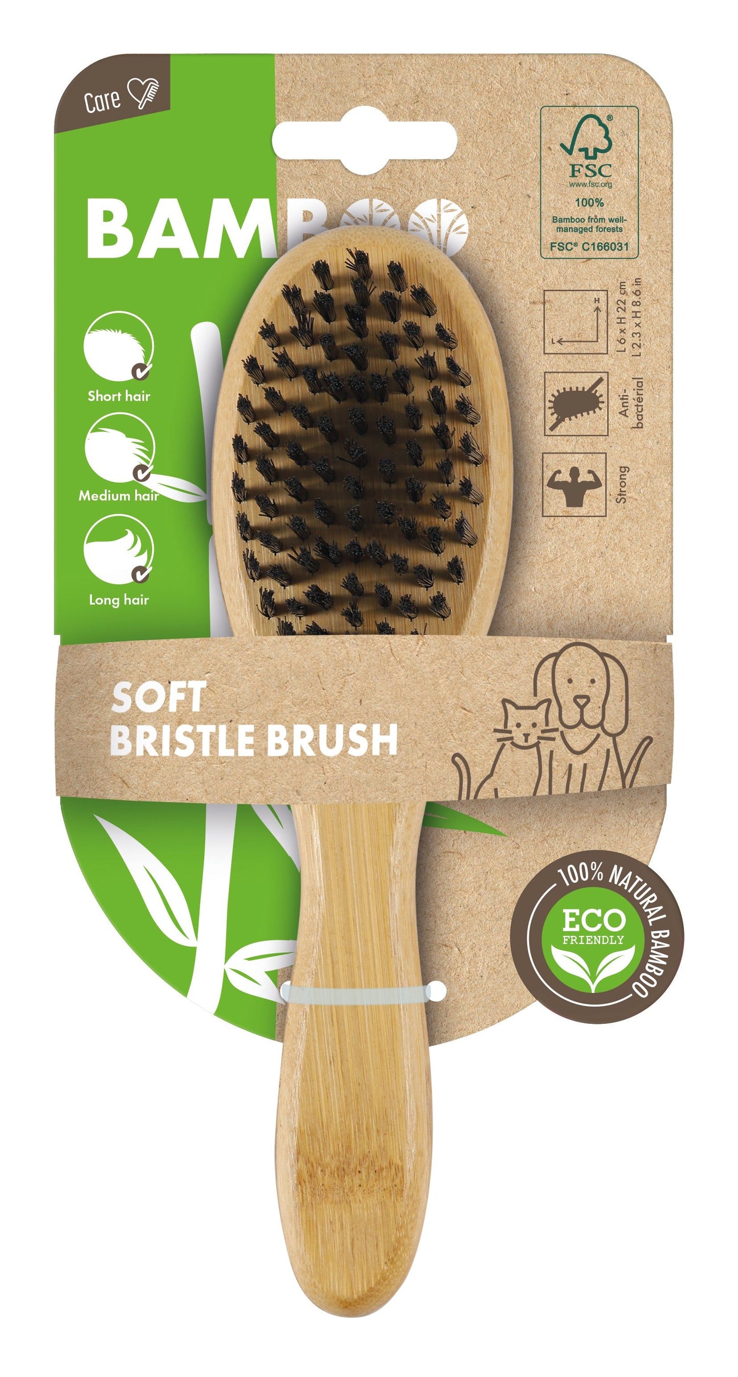 M Pets Soft Bristled Bamboo Brush For Dogs And Cats Brown - Image 3