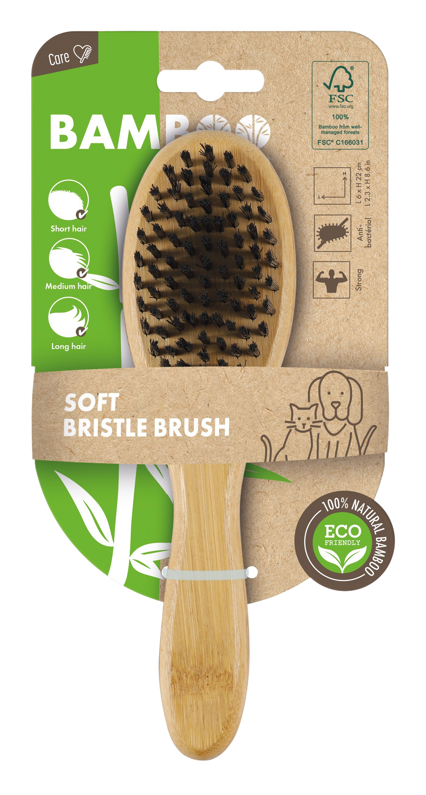 M Pets Soft Bristled Bamboo Brush For Dogs And Cats Brown - Image 4
