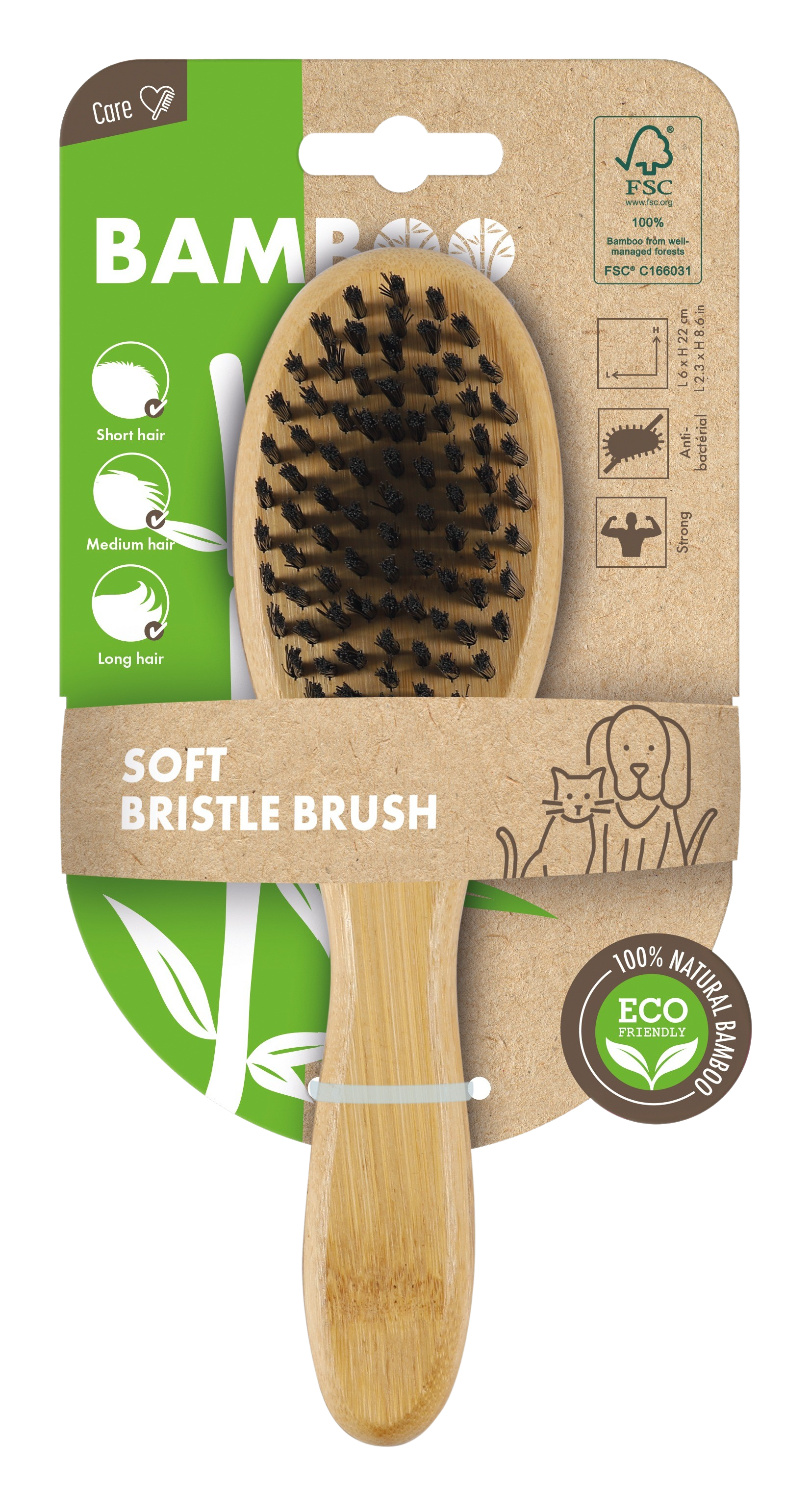 M Pets Soft Bristled Bamboo Brush For Dogs And Cats Brown - Image 4