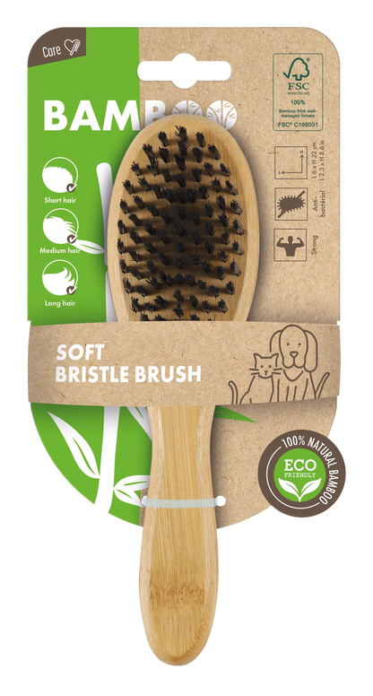 M Pets Soft Bristled Bamboo Brush For Dogs And Cats Brown - Image 4
