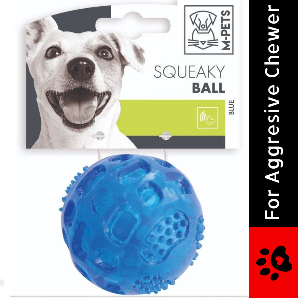 M Pets Squeaky Ball Toy for Dogs (Blue) | For Aggresive Chewers — side view