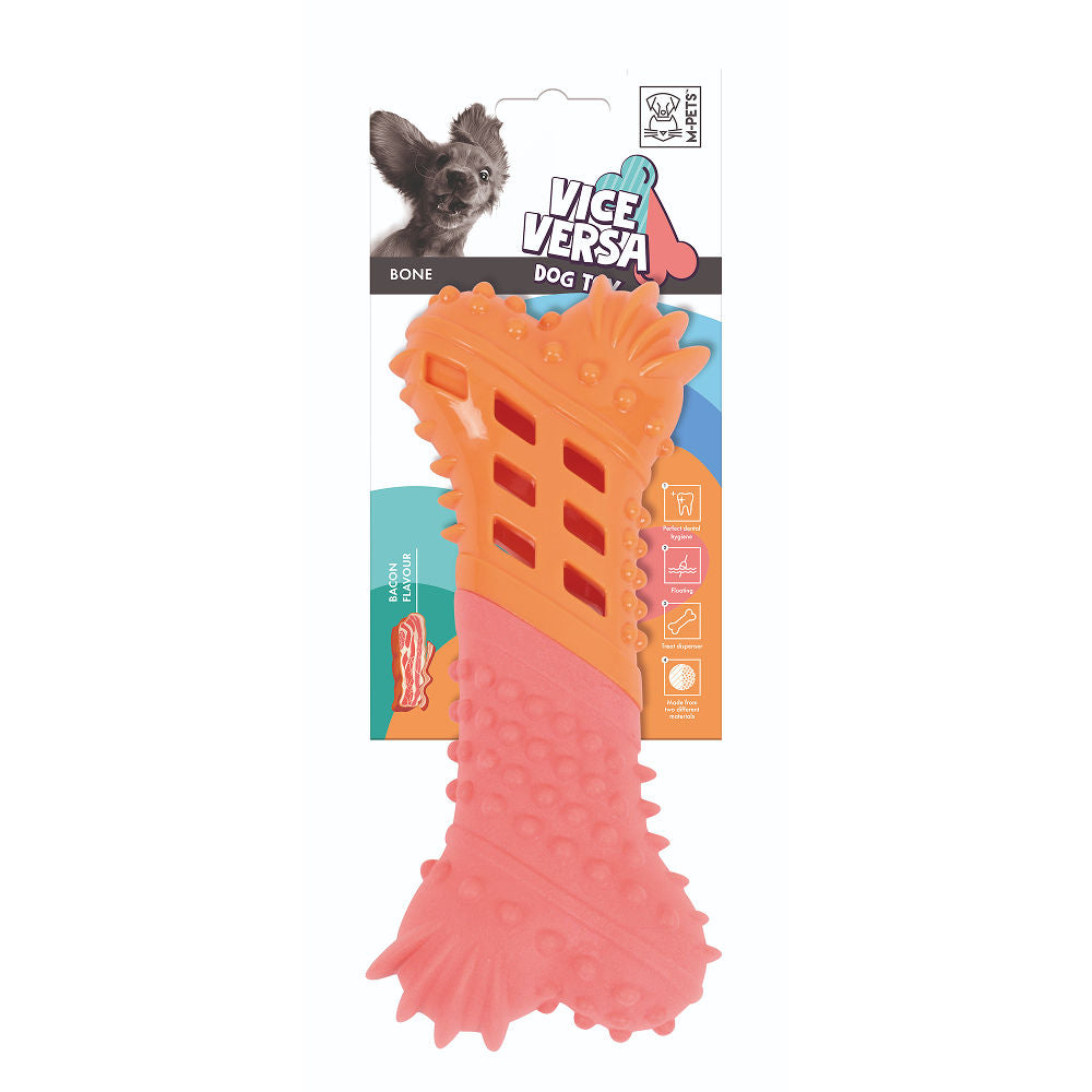 M Pets Vice Versa Bacon Scented Bone Toy for Dogs — side view