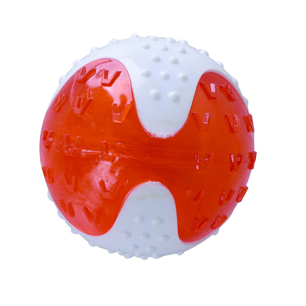 M Pets Yummy Bacon Scented Ball Toy For Dogs White And Orange