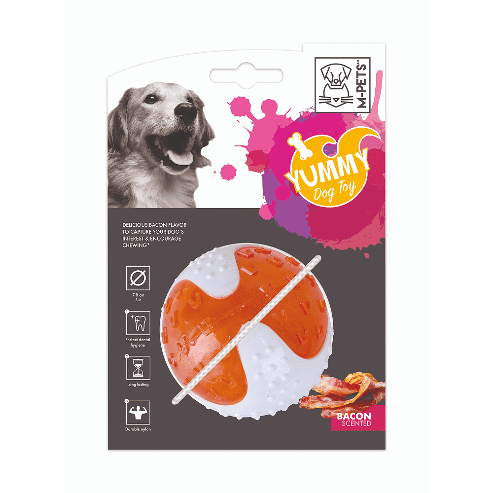 M Pets Yummy Bacon Scented Ball Toy for Dogs — side view