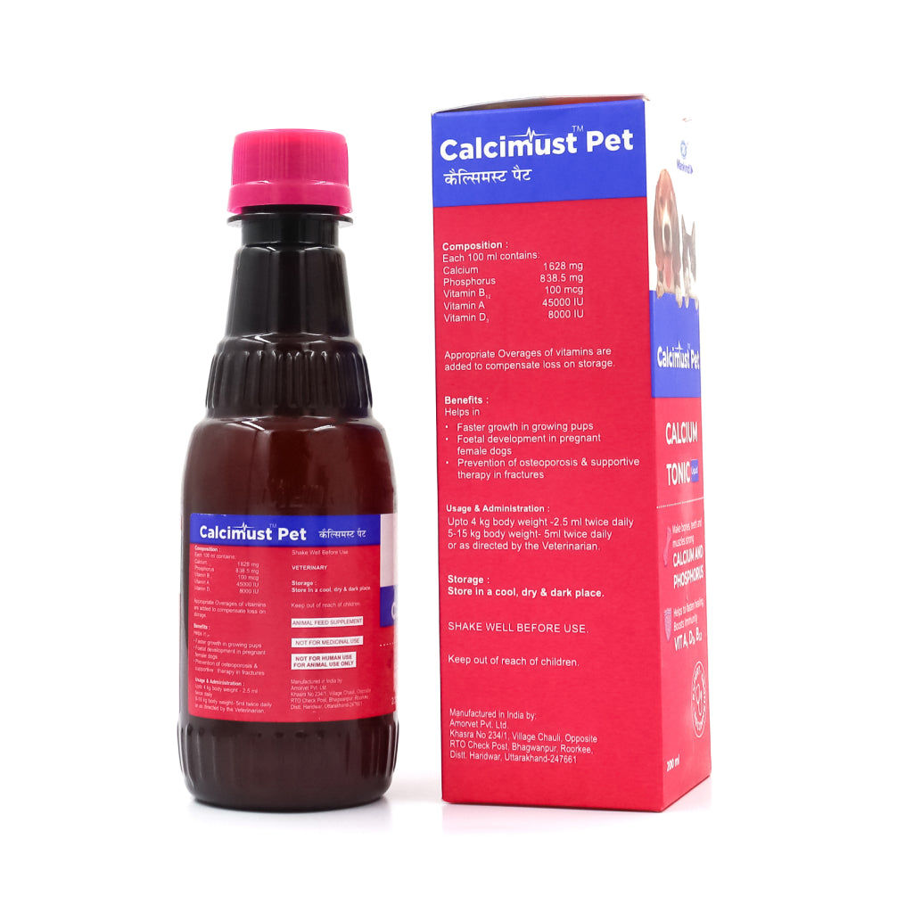 Mankind Calcimust Syrup Calcium Supplement for Dogs and Cats — side view