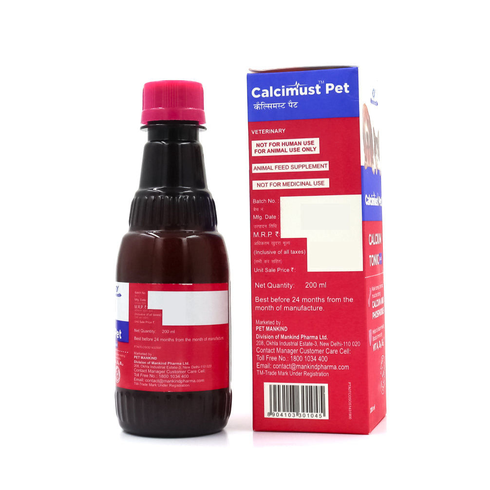 Mankind Calcimust Syrup Calcium Supplement for Dogs and Cats — back view