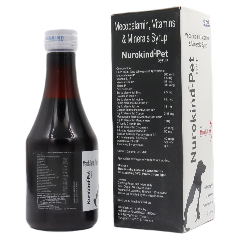 Mankind Nurokind Pet Syrup Multi Vitamin Supplement for Dogs and Cats — in use