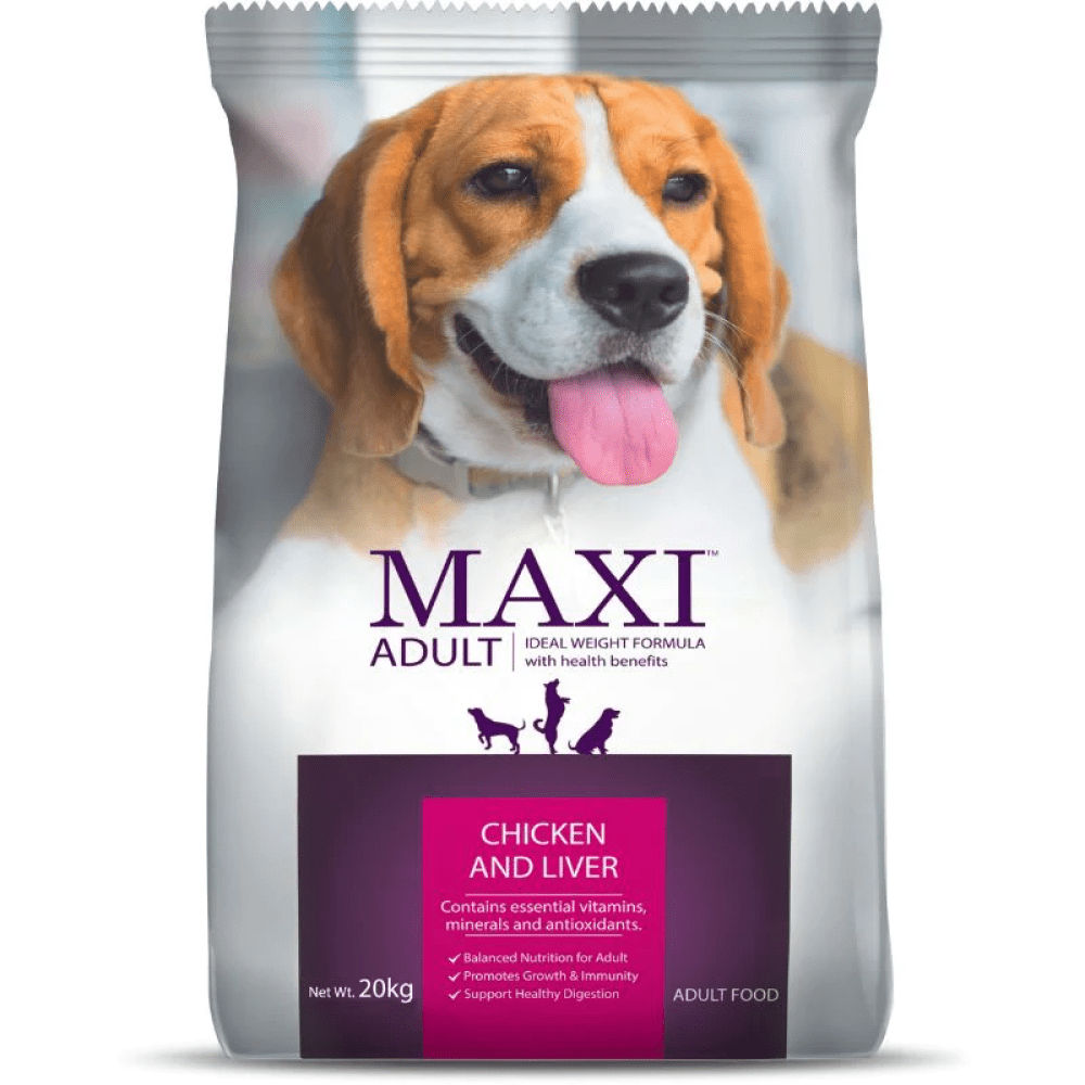 Maxi Adult Chicken and Liver Dog Dry Food — side view