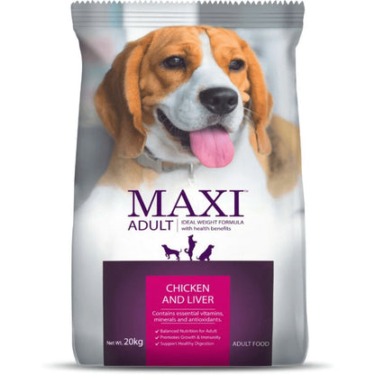 Maxi Adult Chicken and Liver Dog Dry Food — side view