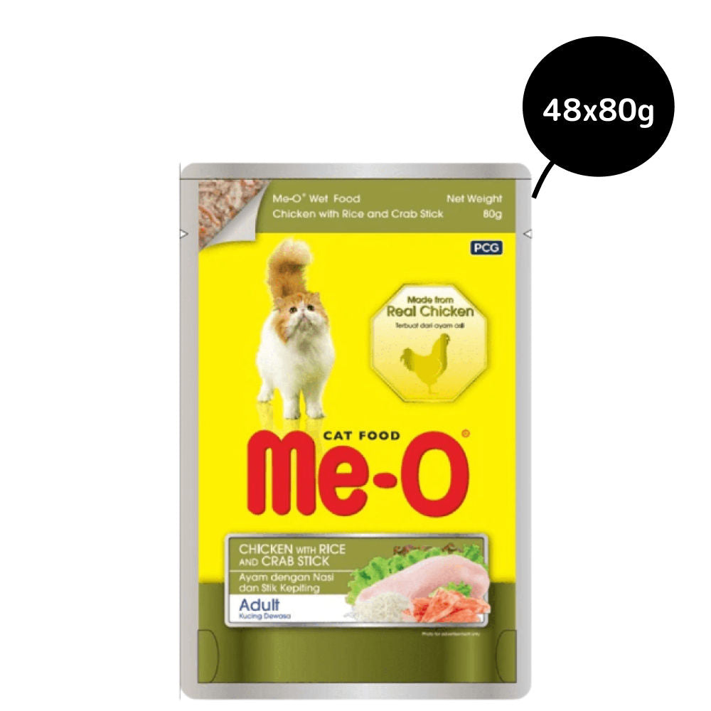 Me O Chicken with Rice & Crab Stick Adult Cat Wet Food — side view