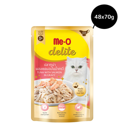 Me O Delite Tuna Salmon in Gravy Cat Wet Food — back view