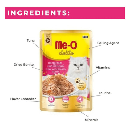 Me O Delite Tuna with Bonito in Jelly Cat Wet Food — side view