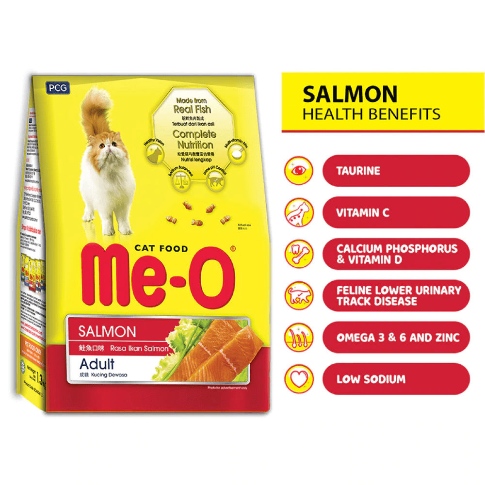 Me O Salmon Adult Cat Dry Food — back view