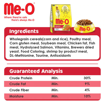 Me O Salmon Adult Cat Dry Food — in use