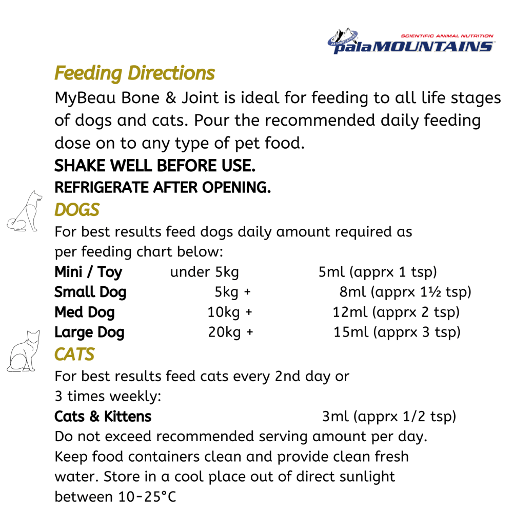My Beau Vet Collection Bone & Joint Food Supplement with Meat & Garlic for Dogs & Cats — back view