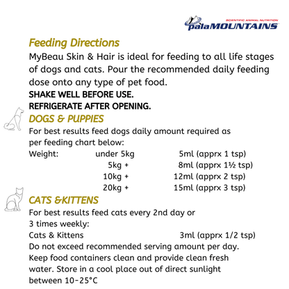 My Beau Vet Collection Skin & Hair Food Supplement for Dogs and Cats — detail shot