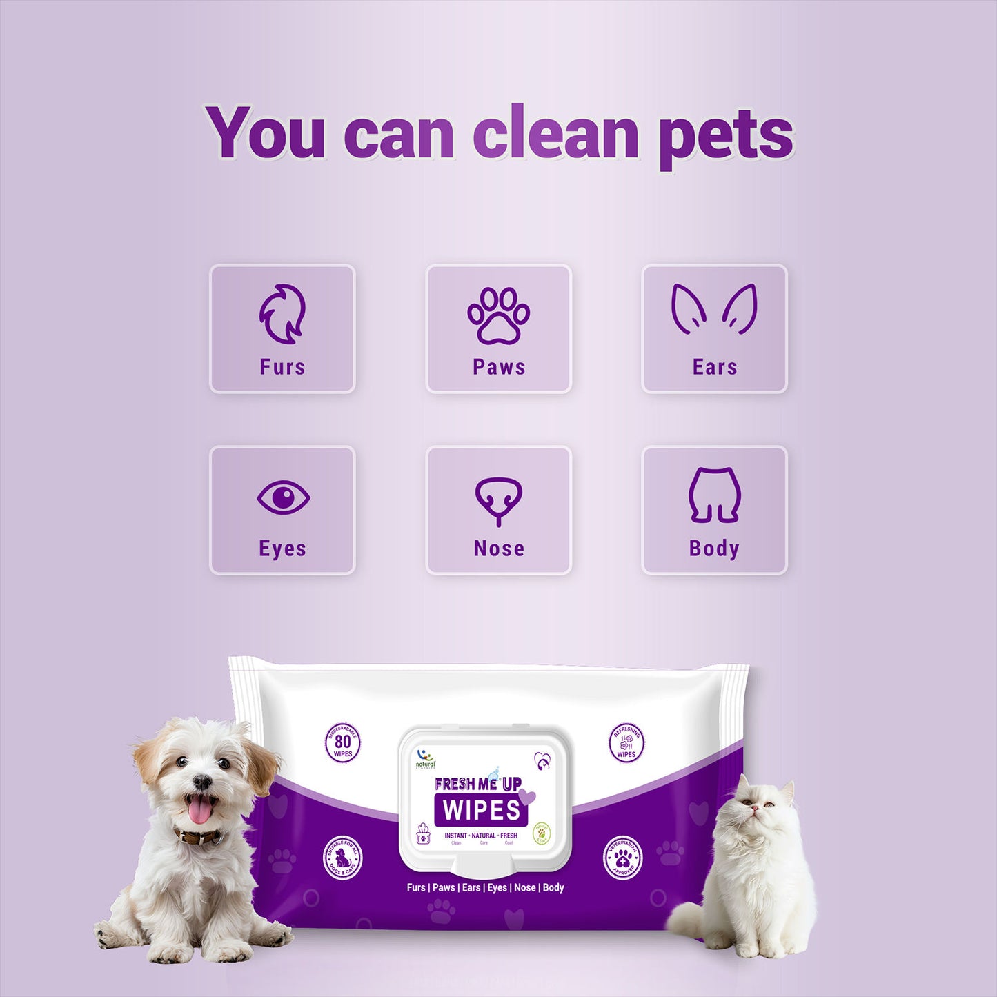 Natural Remedies Fresh Me Up Aloe Vera Wipes for Dogs & Cats — side view