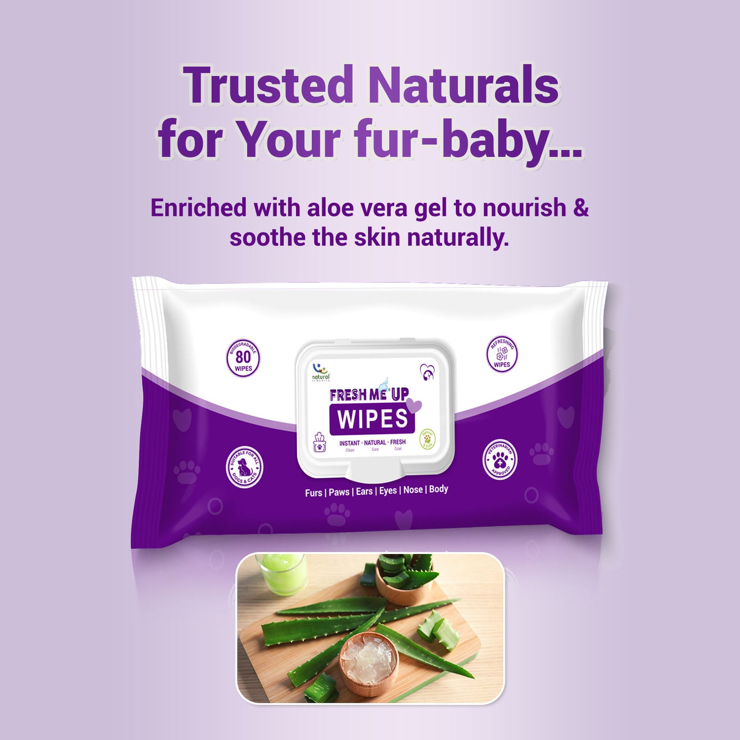 Natural Remedies Fresh Me Up Aloe Vera Wipes for Dogs & Cats — back view