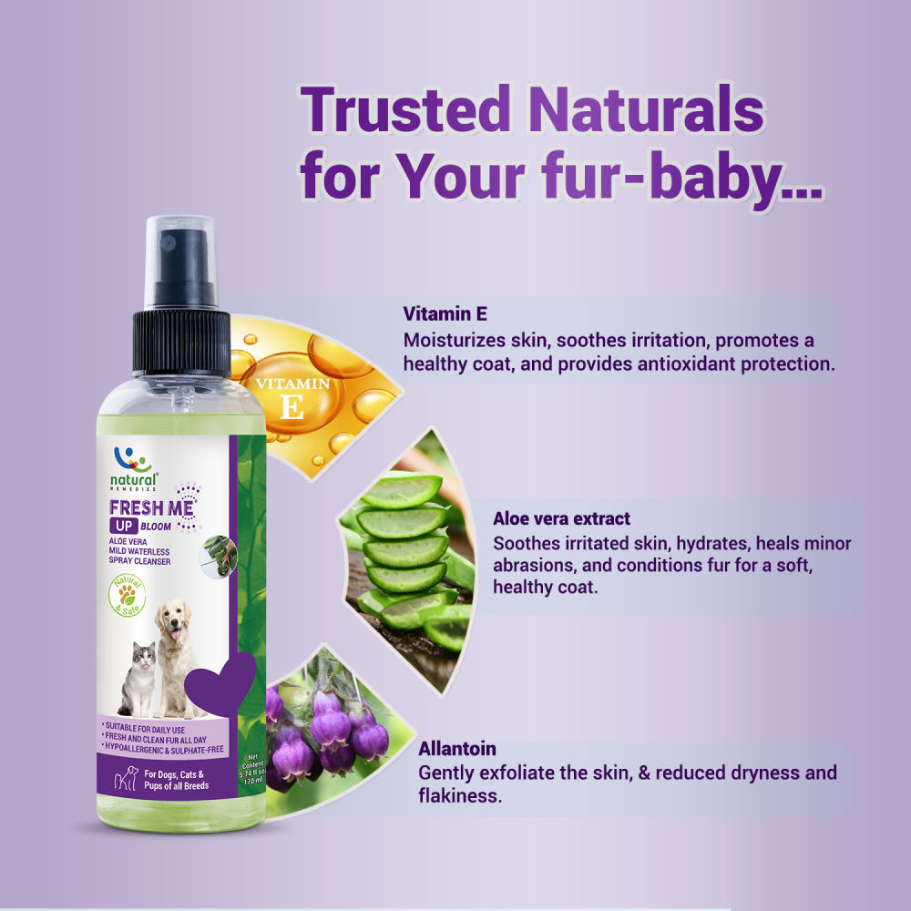 Natural Remedies Fresh Me Up Bloom Aloevera Cleanser for Dogs and Cats — detail shot