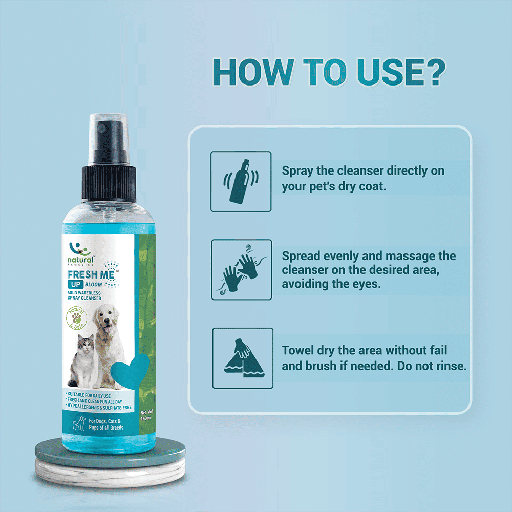 Natural Remedies Fresh Me Up Bloom Dry Shampoo for Dogs and Cats — detail shot