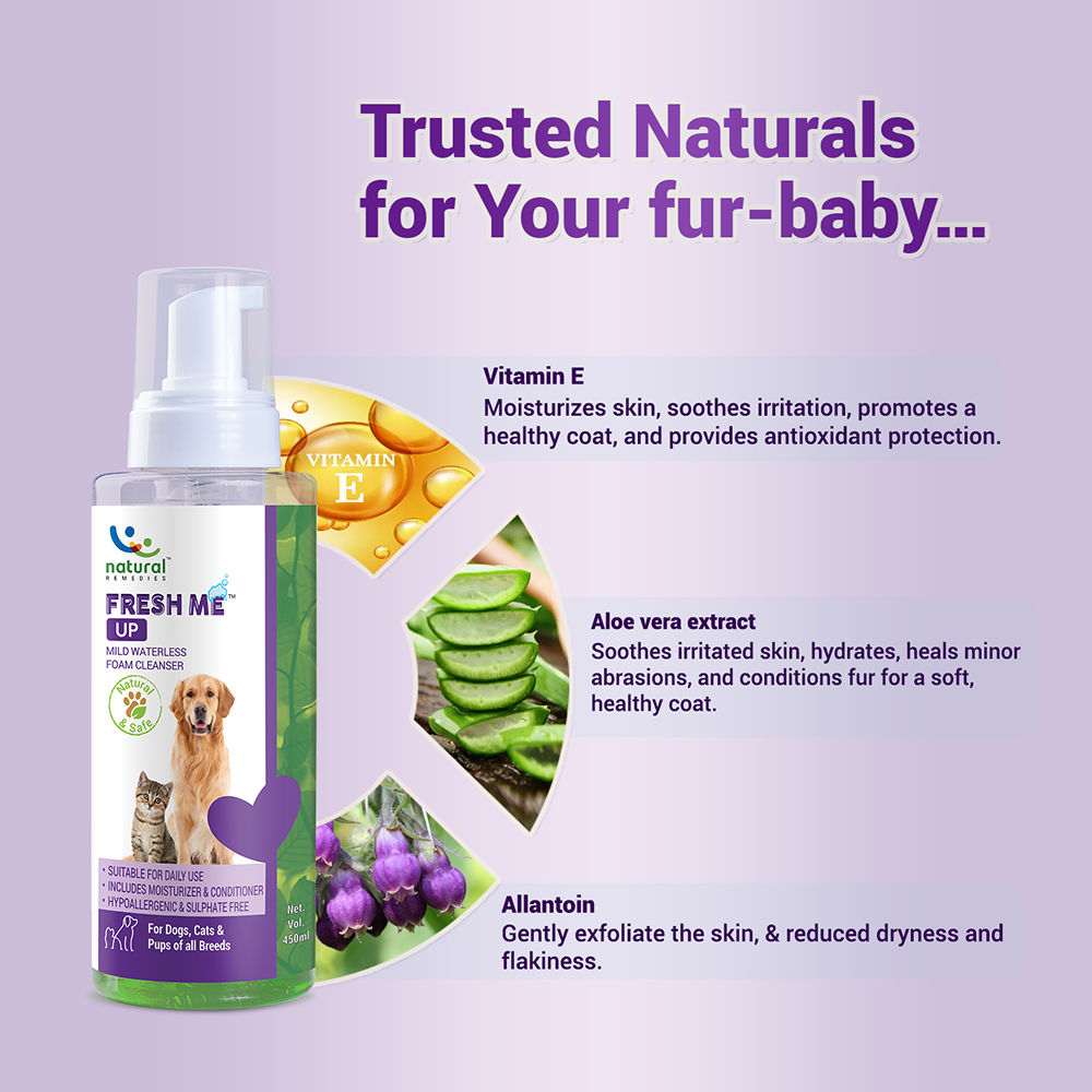 Natural Remedies Fresh Me Up Waterless Dry Shampoo for Dogs and Cats — detail shot