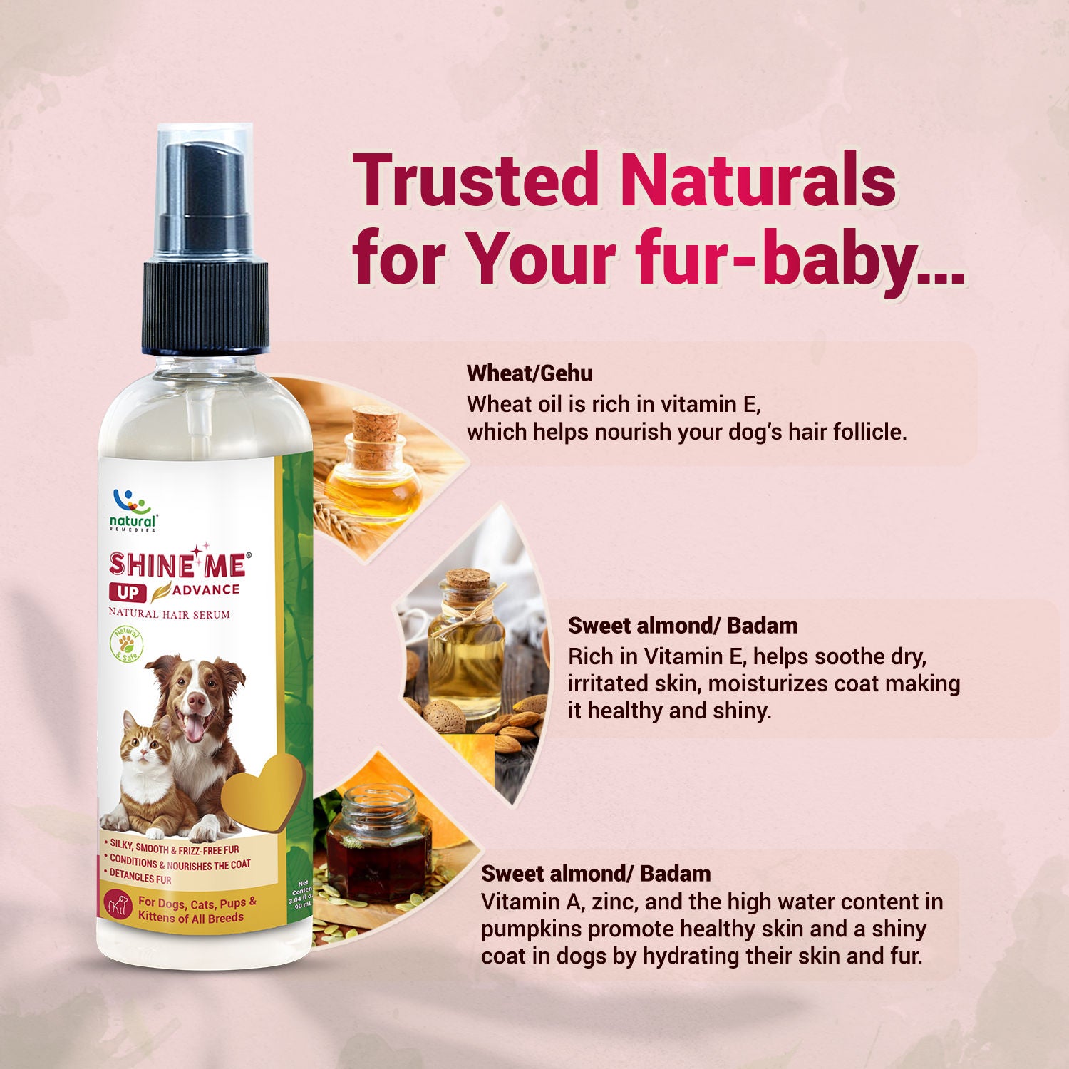 Natural Remedies Shine Me Up Advanced Hair Serum for Dogs and Cats — back view