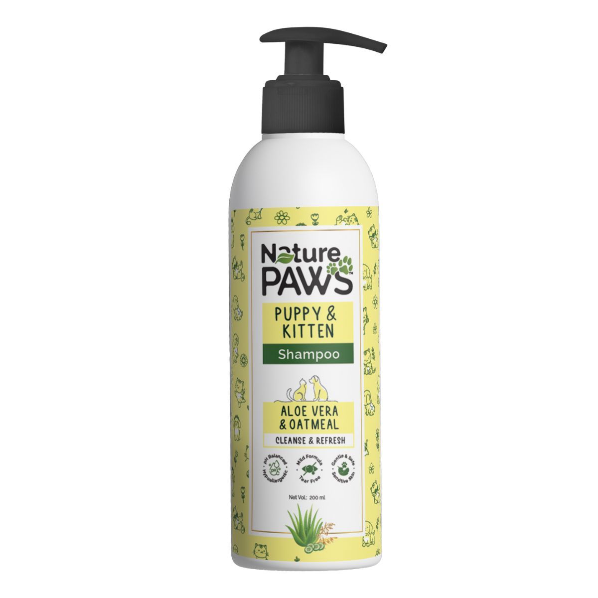 Naturepaws Aloe Vera Cucumber Oatmeal Shampoo Conditioner For Puppy Kitten