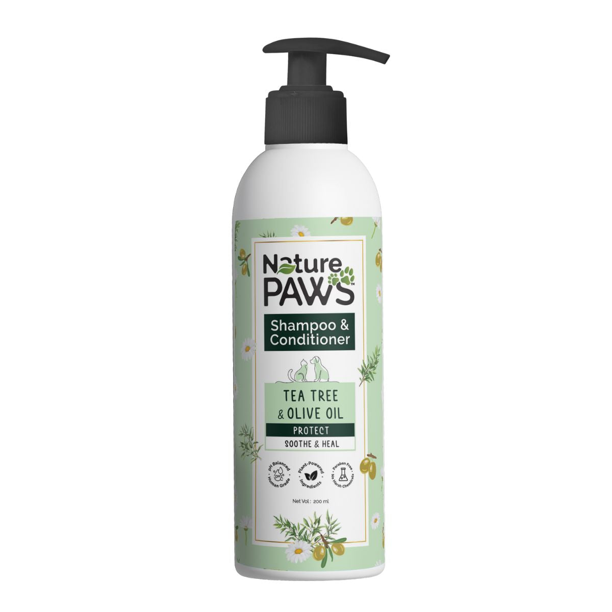 Naturepaws Protect Range Tea Tree Olive Chamomile Shampoo Conditioner For Cats Dogs Copy
