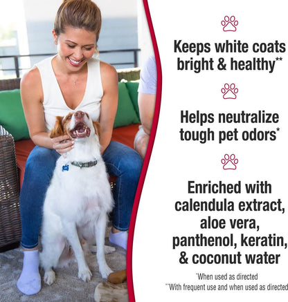 Nature's Miracle Whitening Shampoo and Conditioner for Dogs — in use