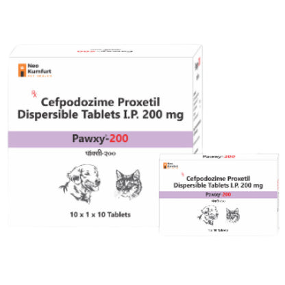 Neo Kumfurt Pawxy 200mg (Cefpodoxime Proxetil) Tablet for Dogs and Cats — side view
