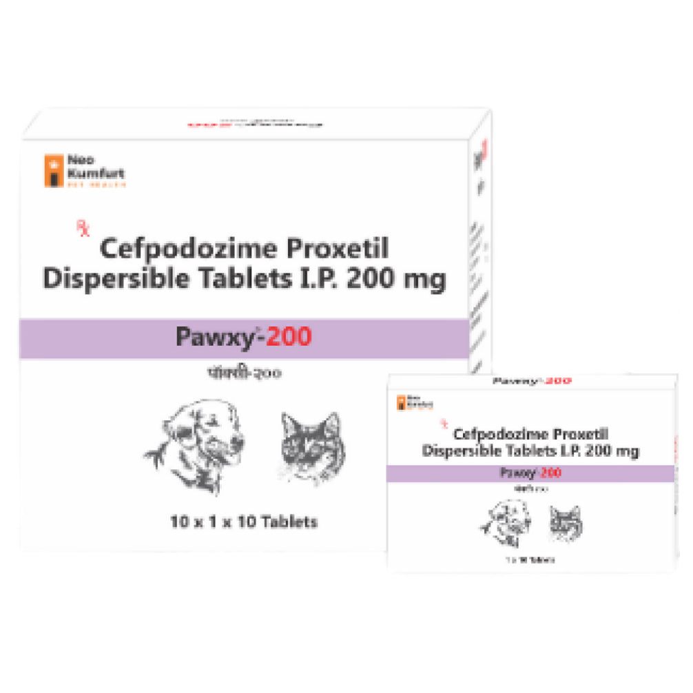 Neo Kumfurt Pawxy 200mg (Cefpodoxime Proxetil) Tablet for Dogs and Cats — back view