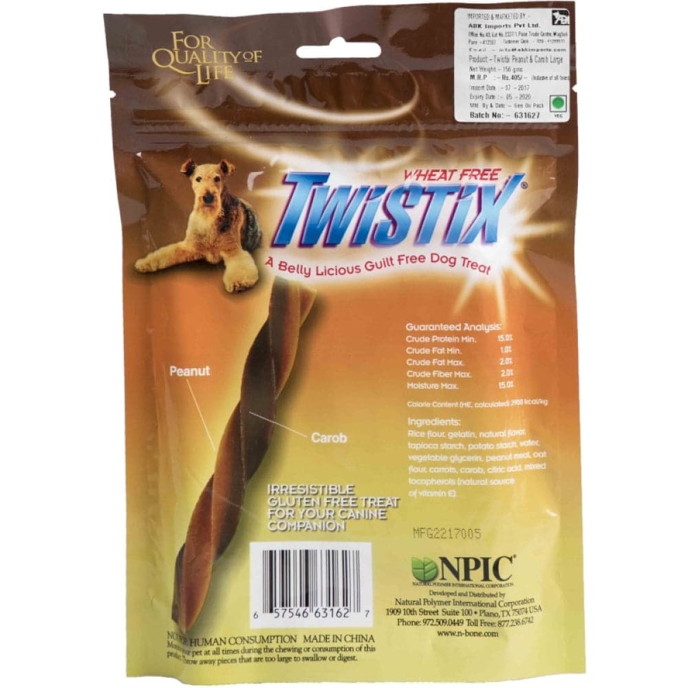 NPIC Twistix Peanut & Carob Flavor Dog Treat — detail shot
