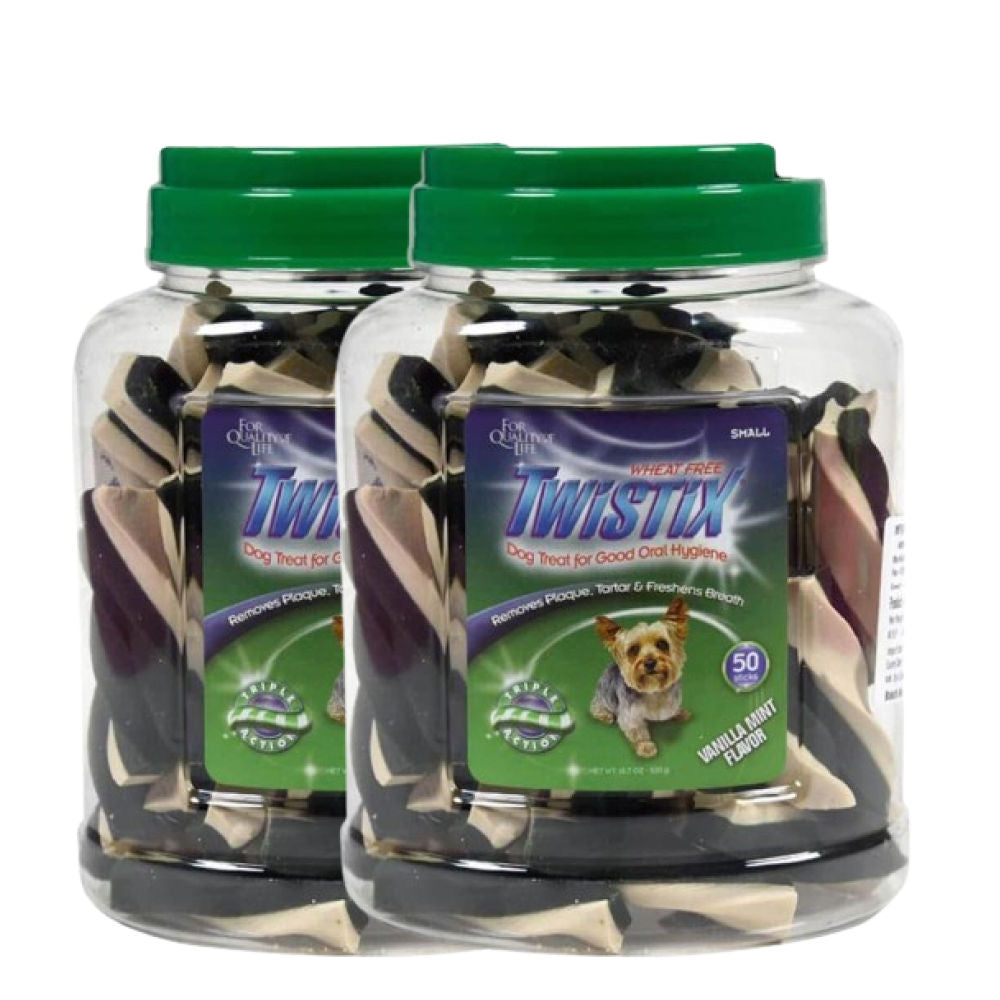 NPIC Twistix Vanilla Mint Canister Dog Treats — back view