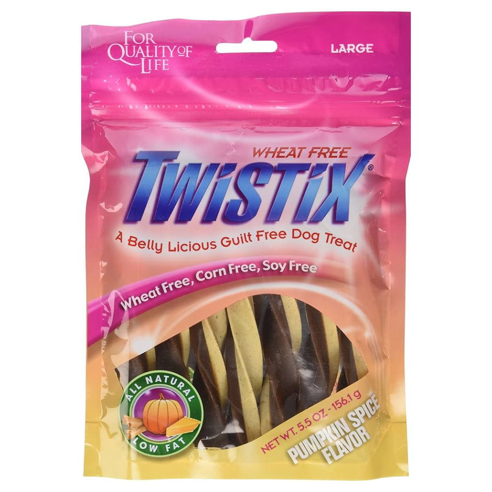 NPIC Twistix Pumpkin Spice Flavor Dog Treat — in use