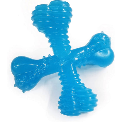 Nylabone Puppy Teething Beef Flavoured Chew X Bone Toy For Dogs Blue