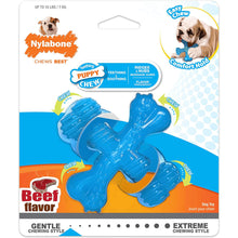 Nylabone Puppy Teething Beef Flavoured Chew X Bone Toy For Dogs Blue - Image 3