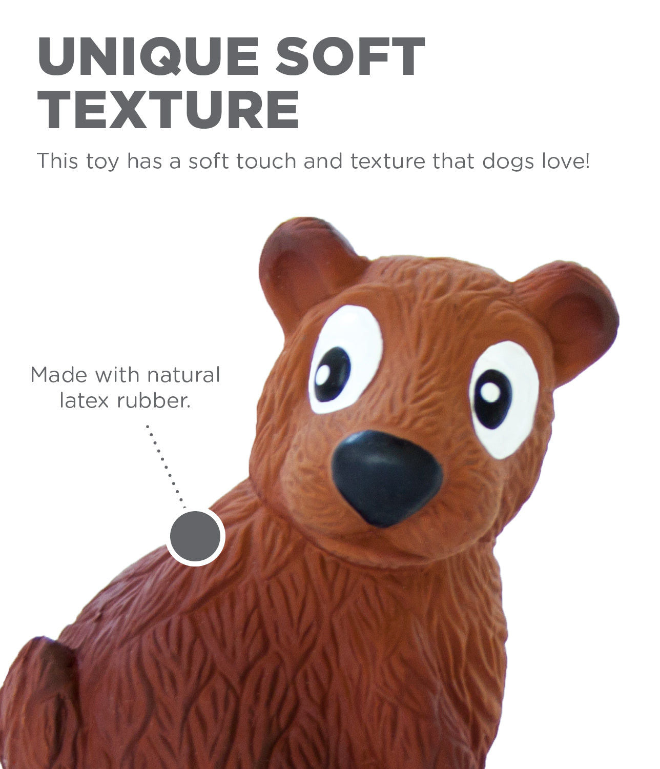 Outward Hound Tootiez Bear Latex Rubber Chew Toy for Dogs — side view