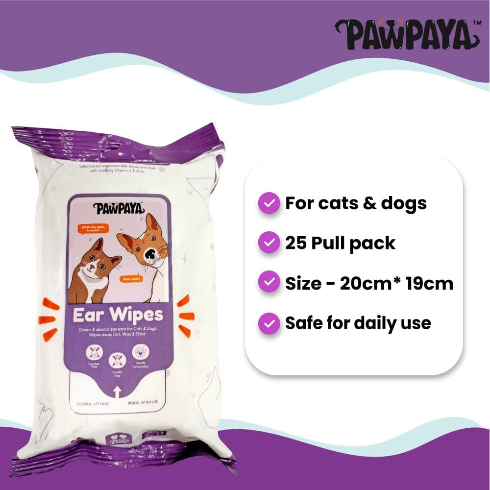 Pawpaya Ear Wipes for Dogs and Cats — detail shot