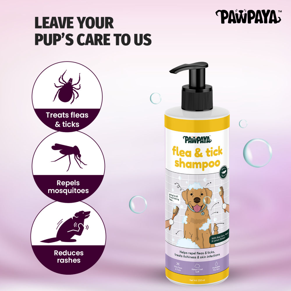 Pawpaya Flea & Tick Shampoo for Dogs — back view