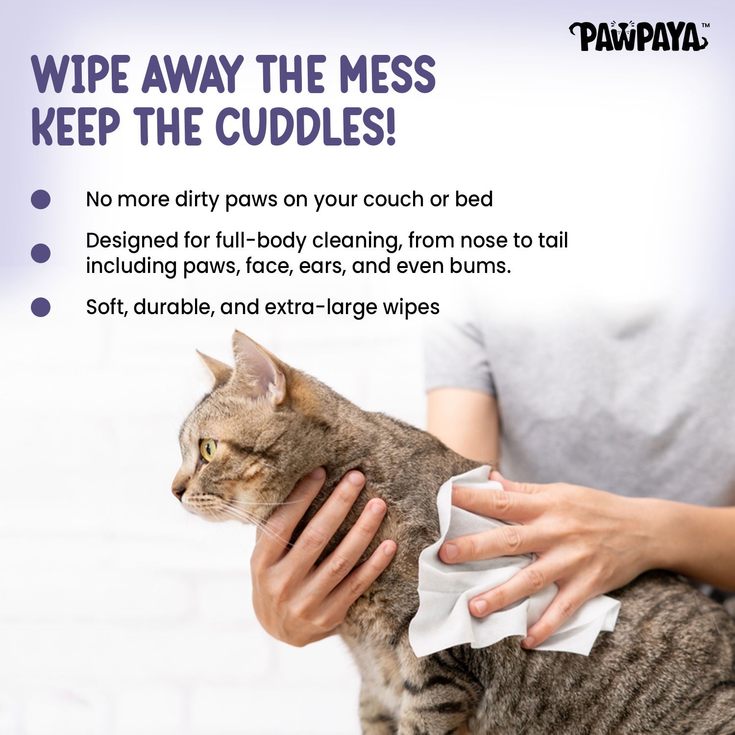 Pawpaya Lavender Wipes for Pets — back view
