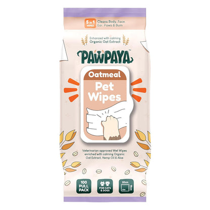 Pawpaya Oatmeal Wipes For Pets