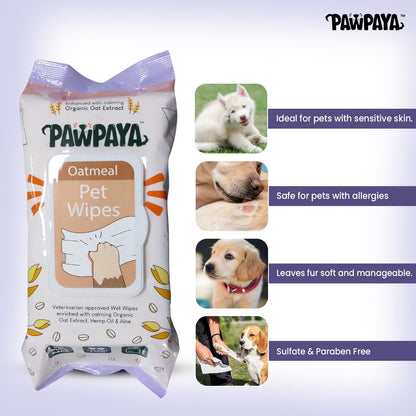 Pawpaya Oatmeal Wipes for Pets — back view