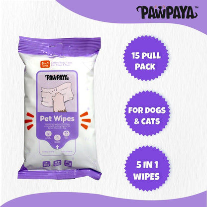 Pawpaya Pet Wipes for Dogs and Cats — back view