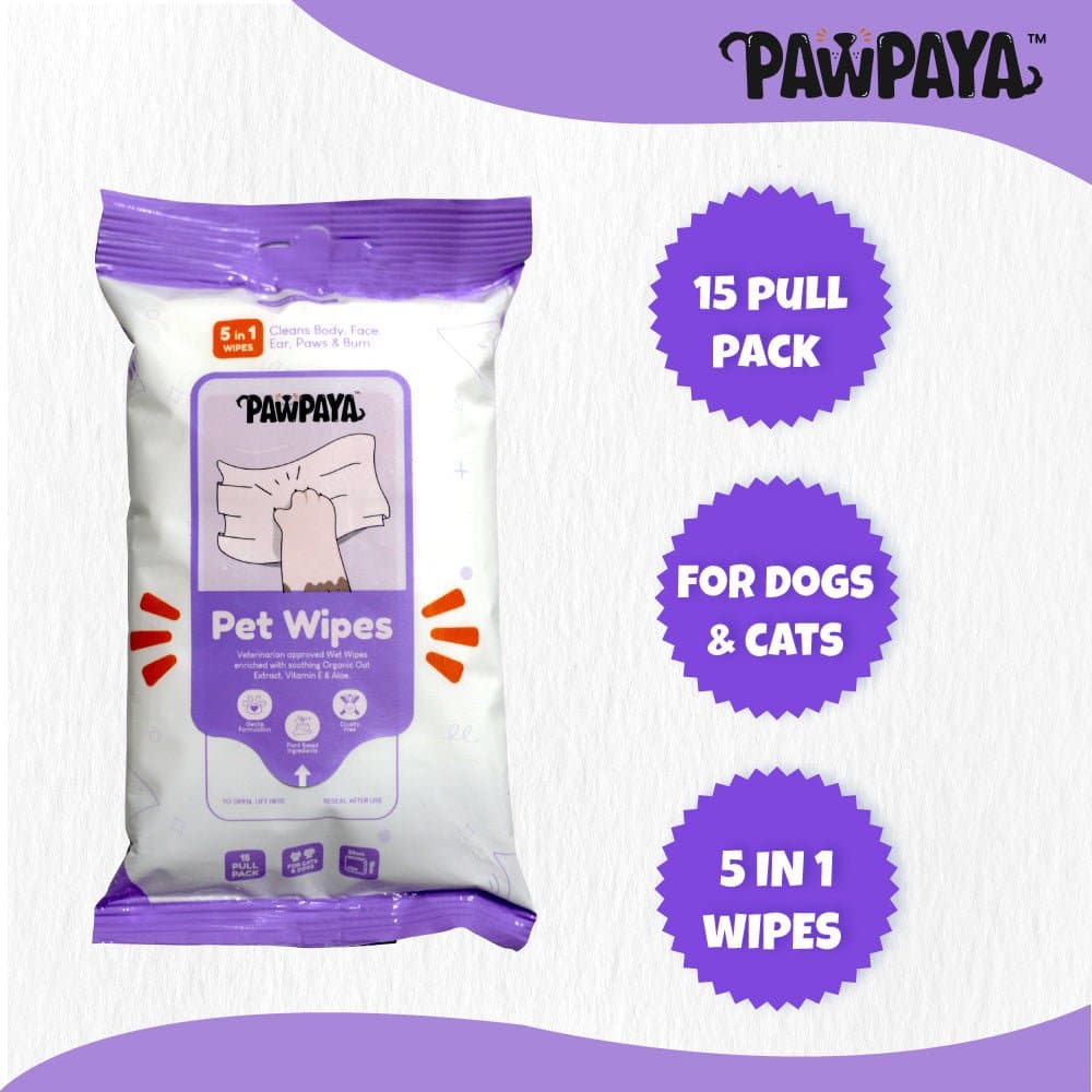 Pawpaya Pet Wipes for Dogs and Cats — back view